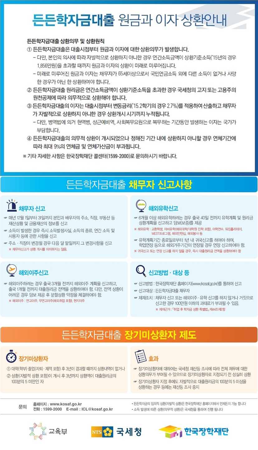 한국장학재단 취업 후 상환 학자금대출 상환제도 안내